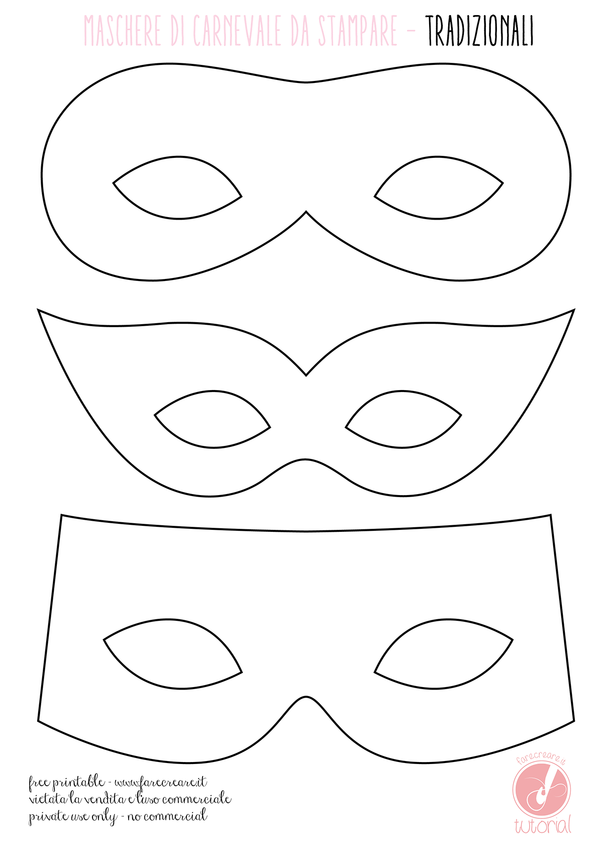 Maschere di carnevale semplici con carta e fantasia for Maschere di carnevale tradizionali da colorare per bambini da stampare