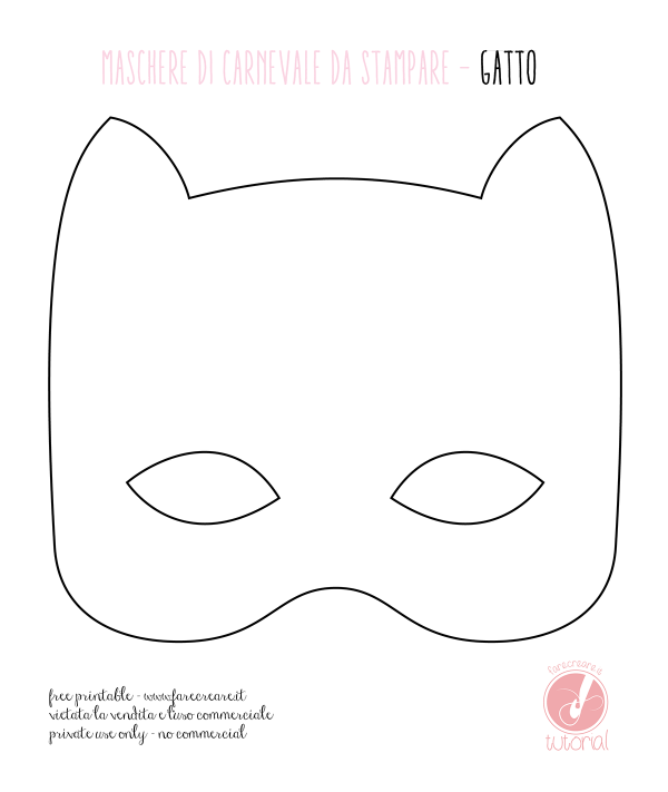 Maschera di carnevale da stampare: il gatto.