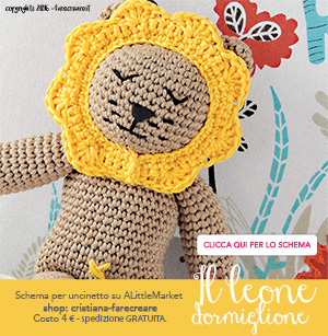 Banner per tutorial leone amigurumi a uncinetto - schema in pdf - italiano.