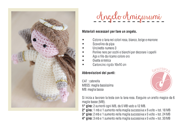 angelo amigurumi tutorial italiano.