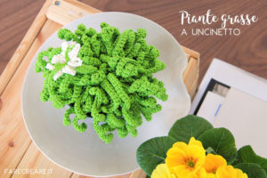 Uncinetto schemi piante grasse facili: pianta riccia con fiore - pattern free da scaricare.