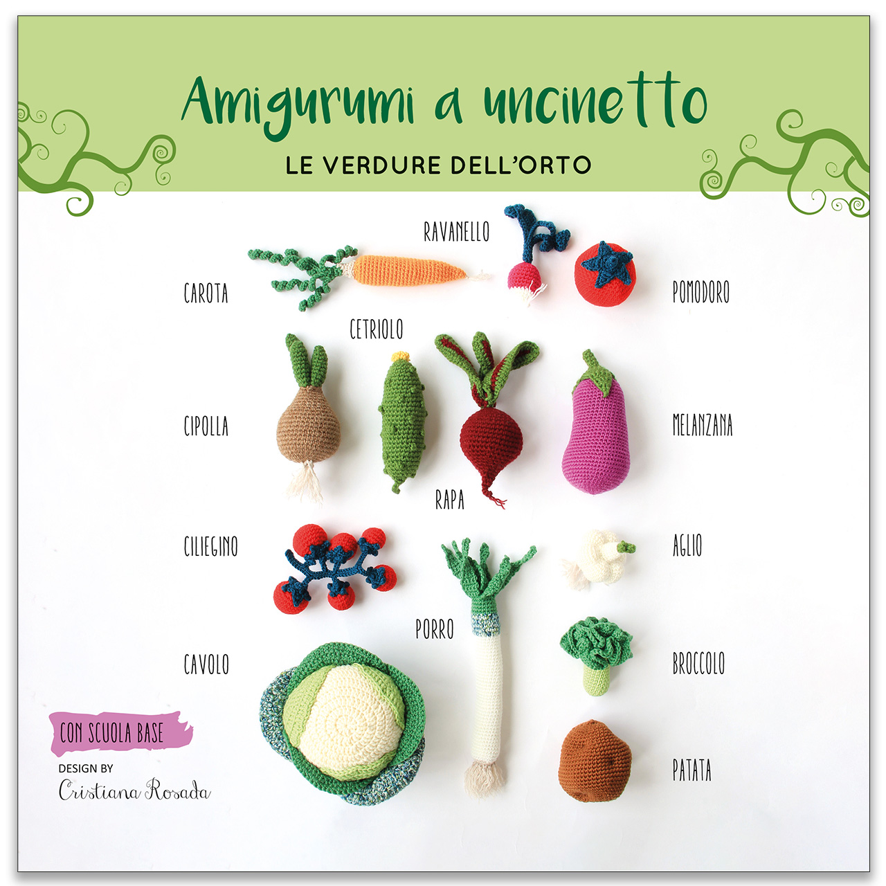 Fronte copertina libro amigurumi verdure a uncinetto - schemi e spiegazioni