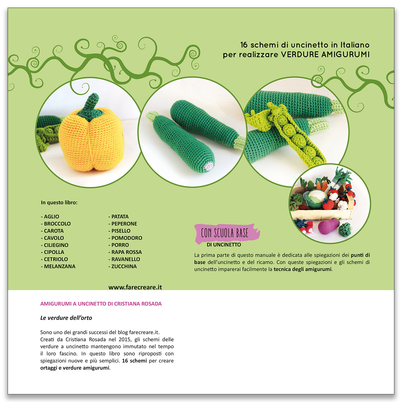 Retro copertina libro amigurumi verdure a uncinetto - schemi e spiegazioni